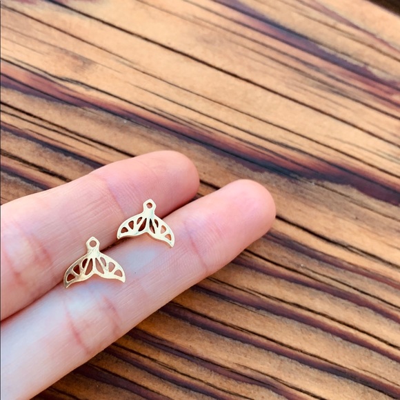 MERMAID GOLD Stainless Steel Stud Earrings with Gift Bag - Picture 2 of 5